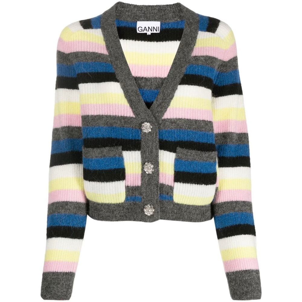 Ganni Multicolor Stripe Cardigan Sweater